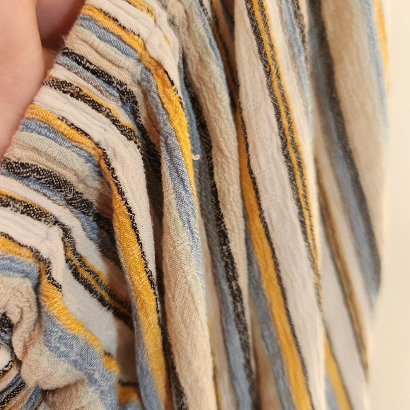 Angie Striped Smocked Peasant Boho Blouse Size Medium Milkmaid - Picture 8 of 15